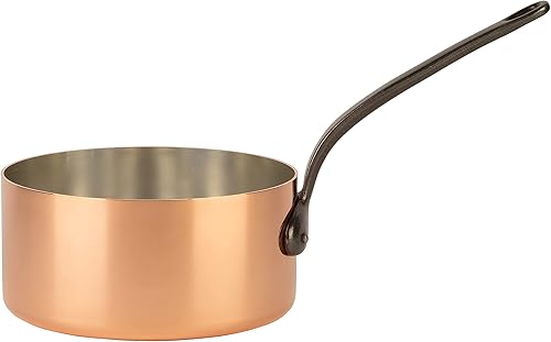 Cuisine Romefort  Cacerola de cobre estañado y mango de hierro fundido  Cazuela tradicional de cobre sólido de Francia 3.1 cuartos