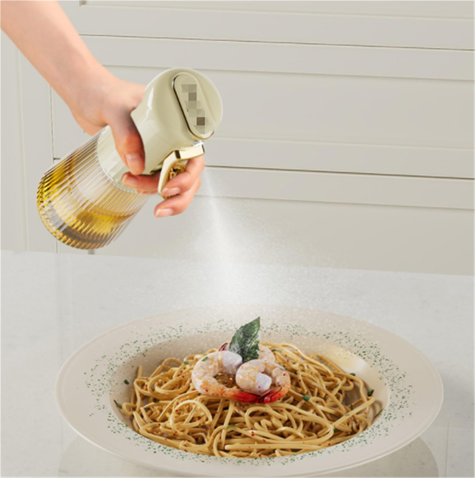 Ölsprüher Für Speiseöl Glashaushalts-Olivenölspender For Die Luftfritteuse, For Kochen Von Salat Und Grillen Grillen Küche(White)