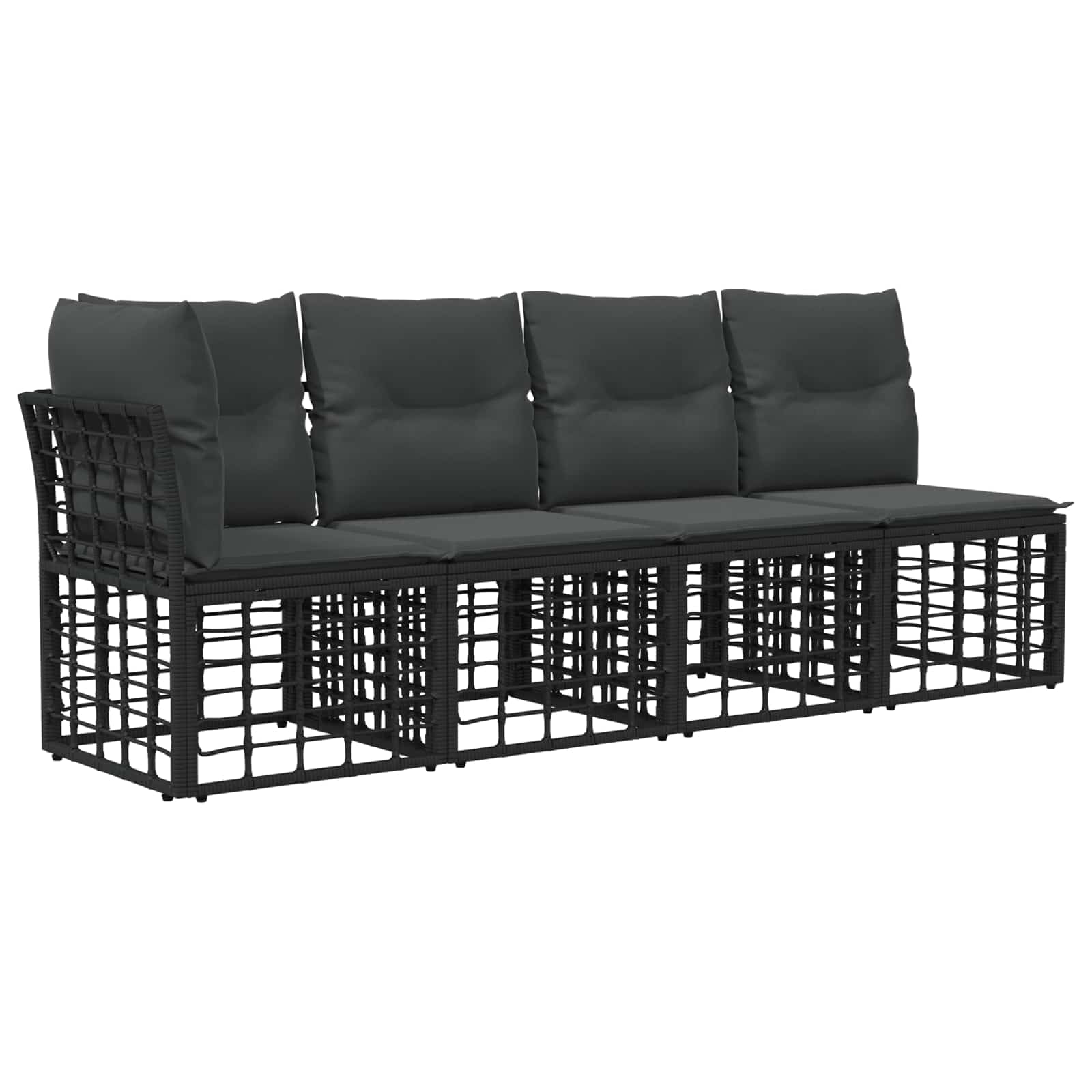 Ensemble de canapés d extérieur 11 pcs Noir et Gris foncé Poly Rattan modulable Salon terrasse Jardin, Coussins et assises, détente et Confort
