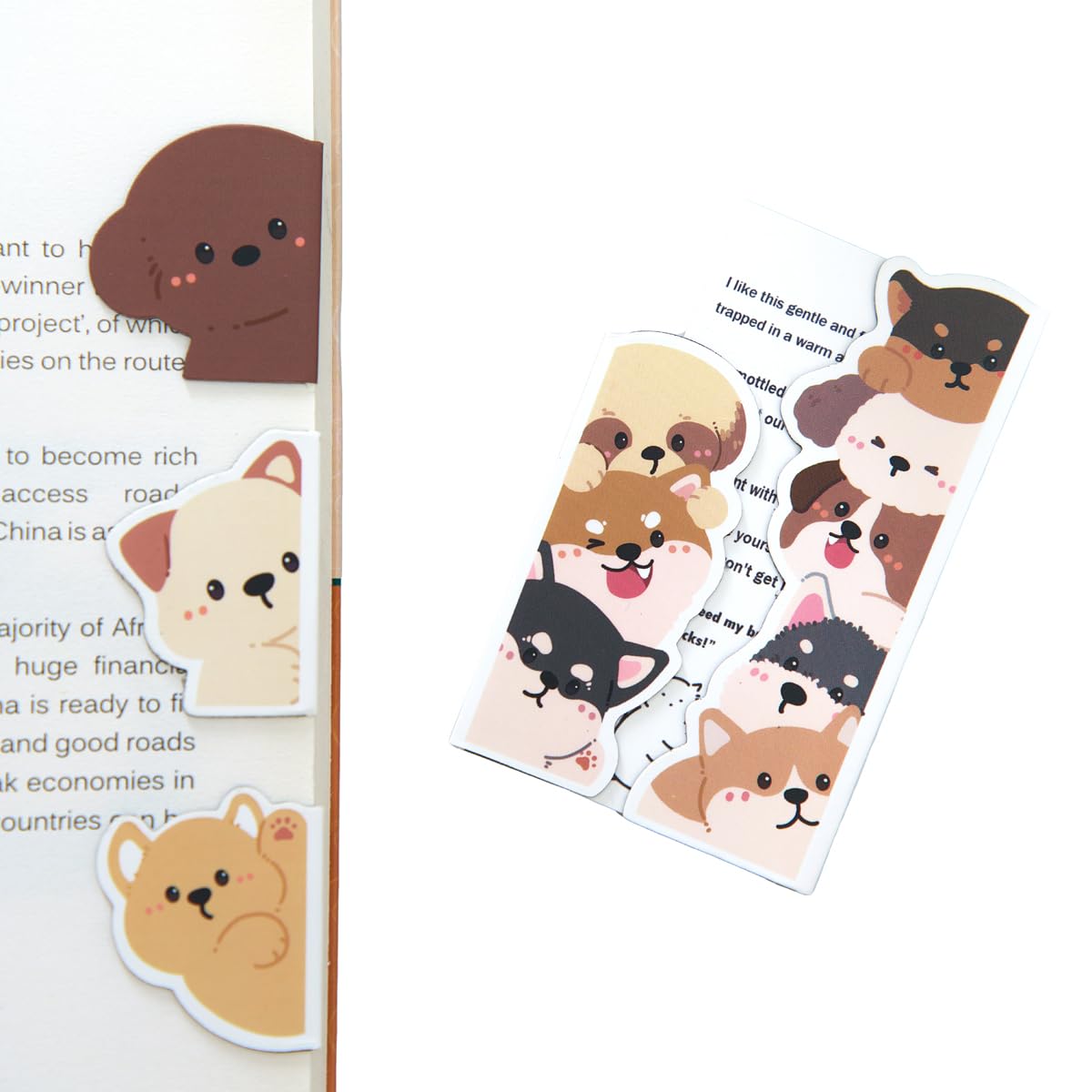 5pcs/Set Cute Magnetic Bookmark, Funny Peeping Dog Book Marker Clip for Teachers, Students, Book Lovers Gifts, Printing on 2 Side (Dog)