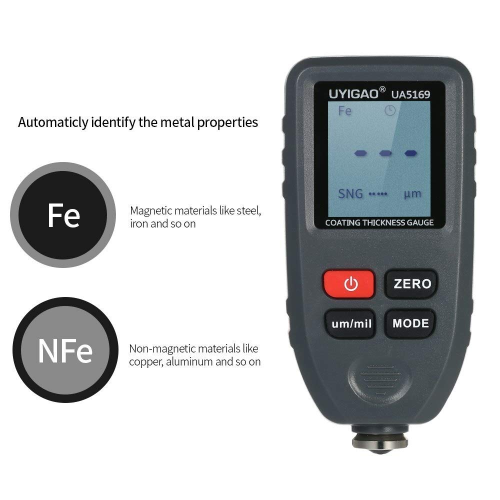 Retroiluminación de Mano Pantalla LCD Pantalla de Pintura Digital Medidor de Espesor Medidor de Pintura de automóvil Probador Función automática Fe/NF