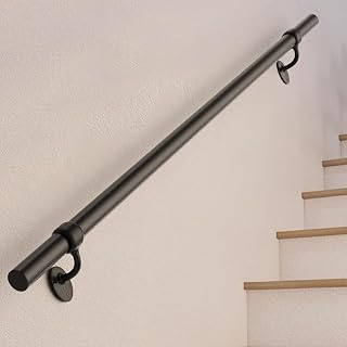 THSGRT 4ft Industrial Aluminum Handrail - Wall Mount Stair Railing for Indoor/Outdoor Steps, 1.5" Round Grip, Rustproof Support 440lbs