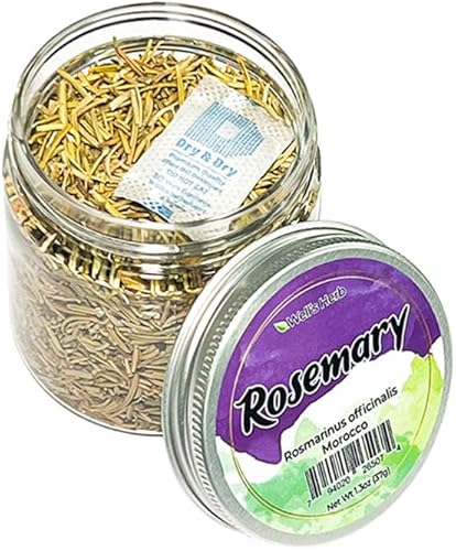 Miniatura 2 de Well's Oil Romero seco a hierbas, 1.3 onzas, 100% natural, perfecto para aceite para el cabello con infusión de hierbas, para aceite de cabello y