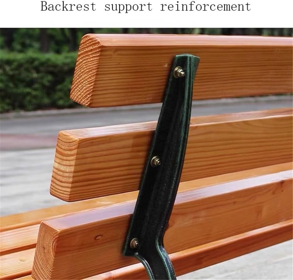 Garden Park Outdoor Bench, Cast Aluminium Frame Wooden Sitting, for Balcony Terrace Leisure Chair Seat(Medium)