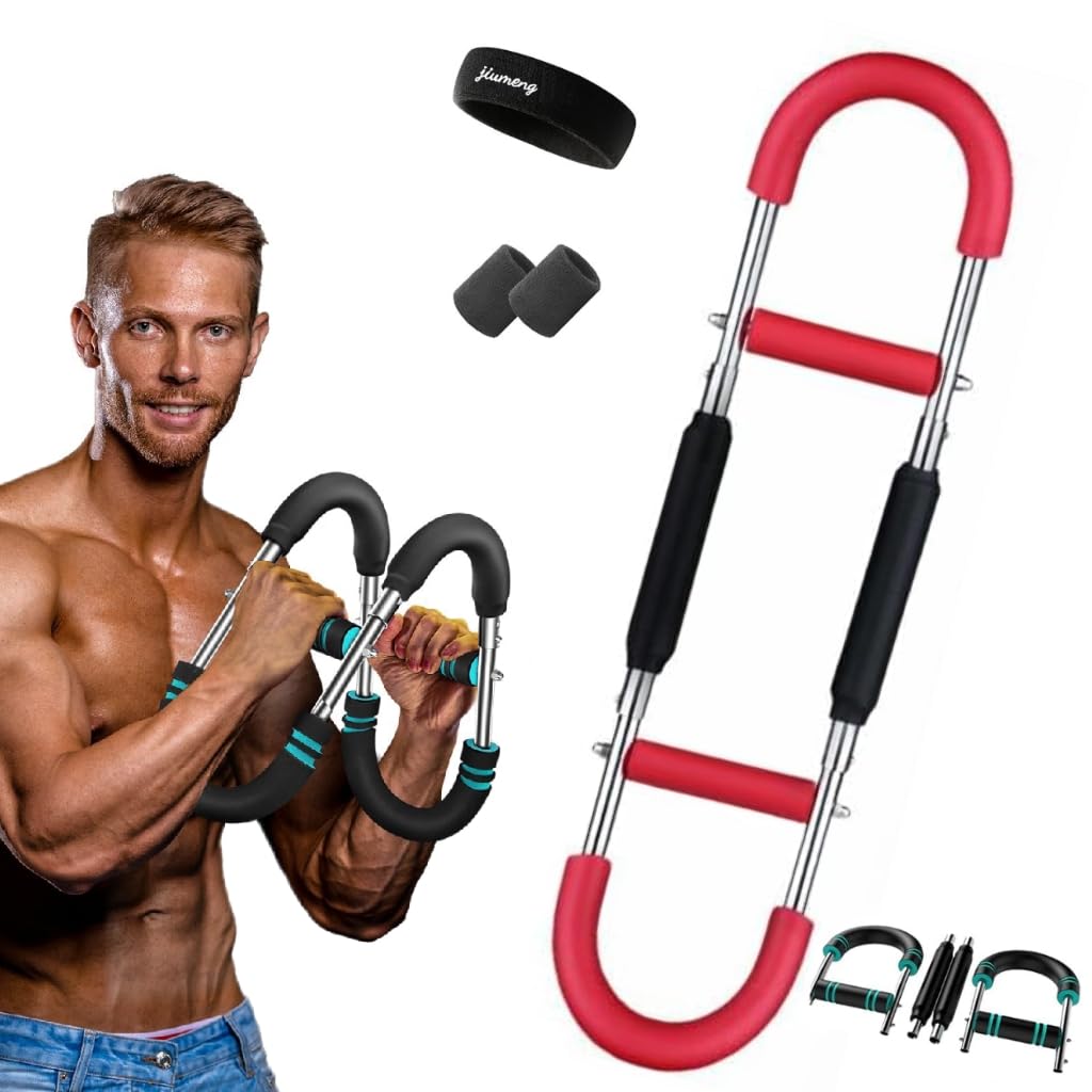 Shaker Twister Arm Trainer, 40-110lb Adjustable Chest Workout Equipment with Bands, Arm Exercise, Portable Forearm Strengthener, Detachable Upper Body Fitness Machine for Home & Gym (Red)