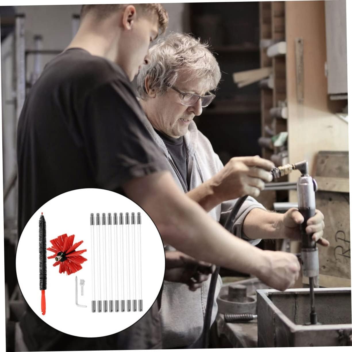 Chimney Brush Dryer Vent Lint Remover Brush for Vent Cleaning Nylon Bristles Easy Assembly