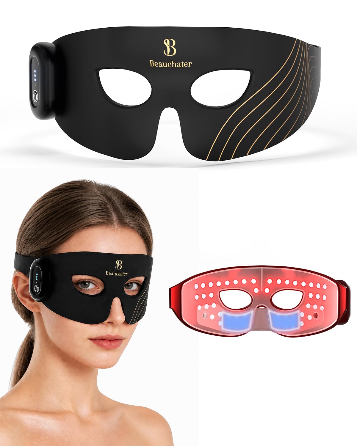 Photo 1 of Beauchater Red Light Therapy for Eyes, LED Eye Mask with 620nm Red Light & 850nm Near Infrared Light Therapy, 2 Light Modes, Under Eye Light Therapy Device for Wrinkle Care, Eye Skincare & Relaxation
