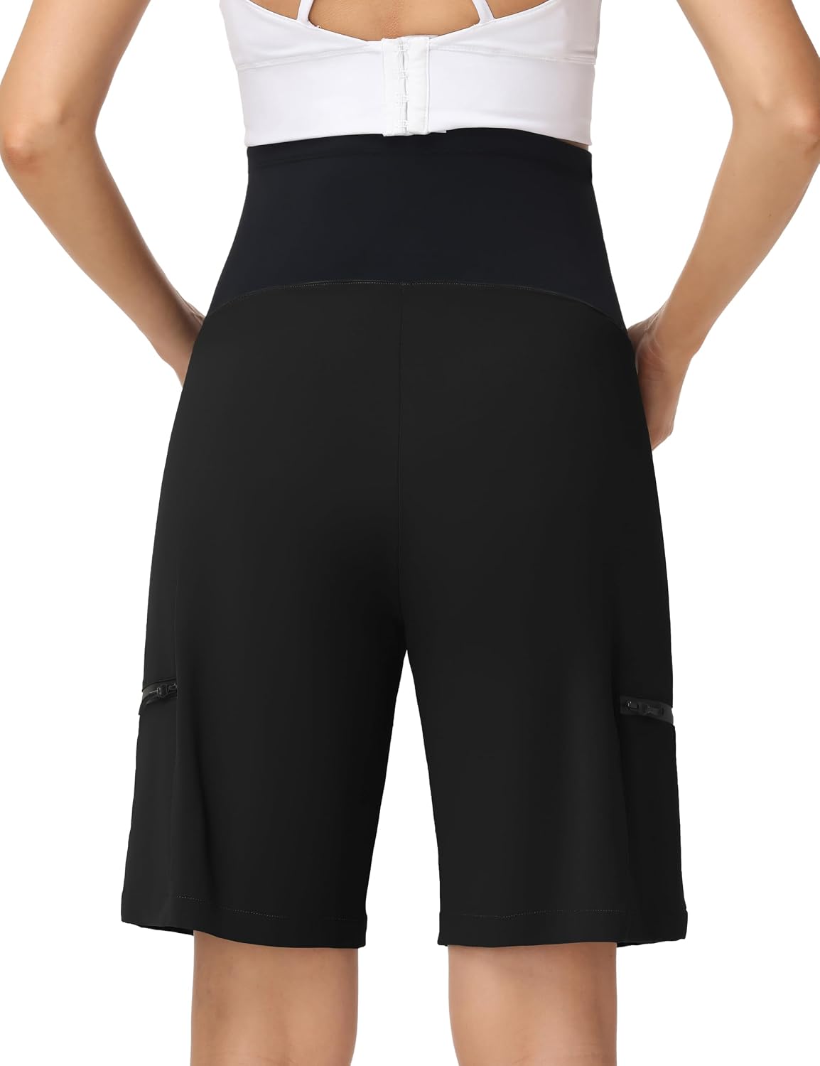 Foucome Women's Maternity Shorts Quick Dry Lightweight Pregnancy Athletic Workout Hiking Cargo Shorts with Zipper Pockets