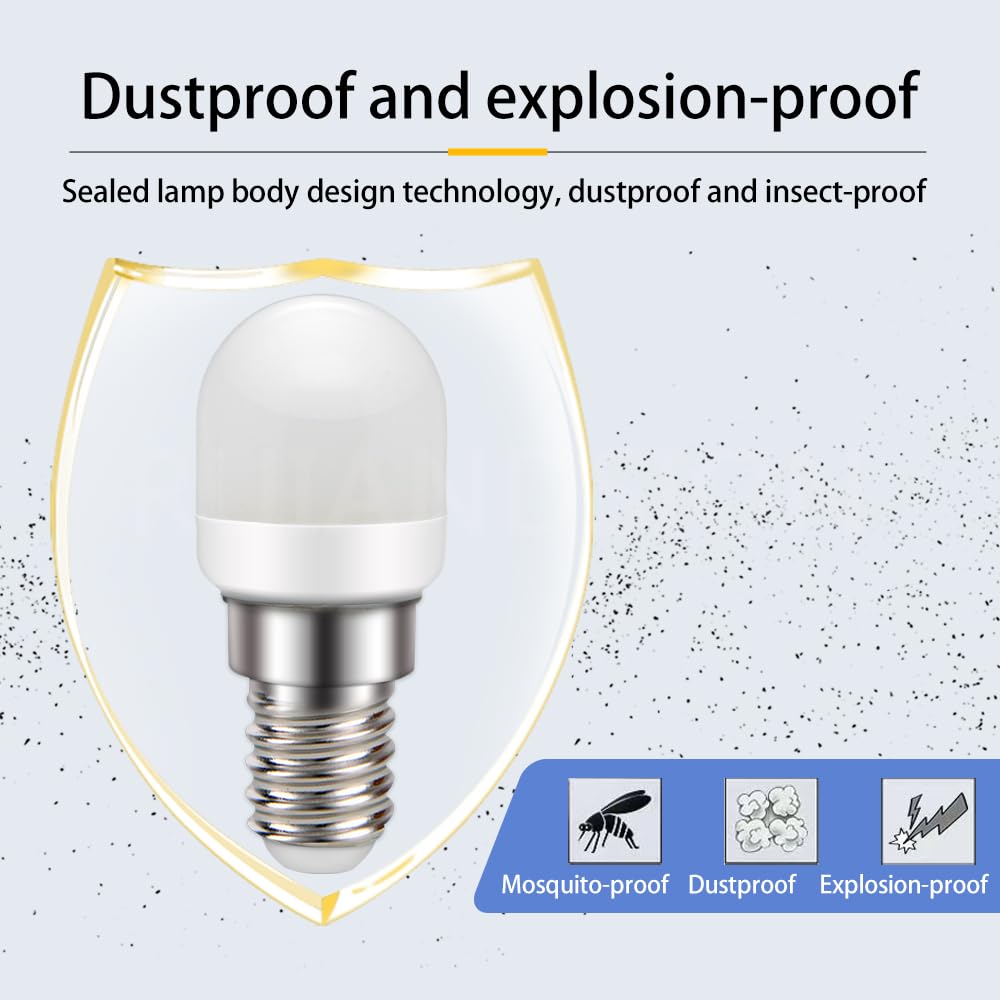 Ruiandsion Lampadina LED E14 SES 220V 2W 400LM, per cappa da cucina, forno e microonde, luce a 360°, non dimmerabile, 6000K bianco freddo, elevata luminosità, confezione da 10 pezzi