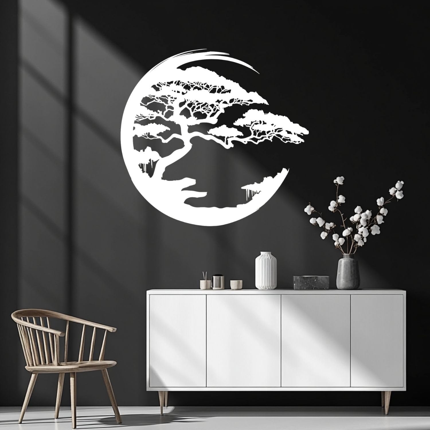 Décoration murale métal bonsaï 47cm pour habiller un mur vide