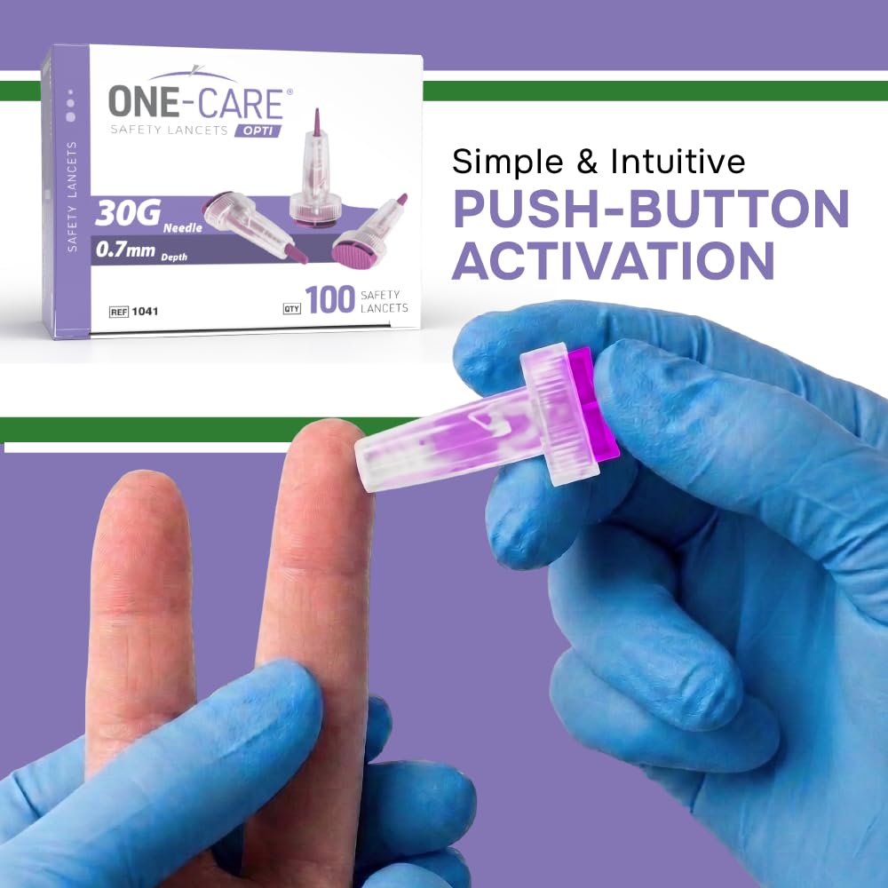 ONE-CARE Safety Lancets - Push Button, 100 Count -4