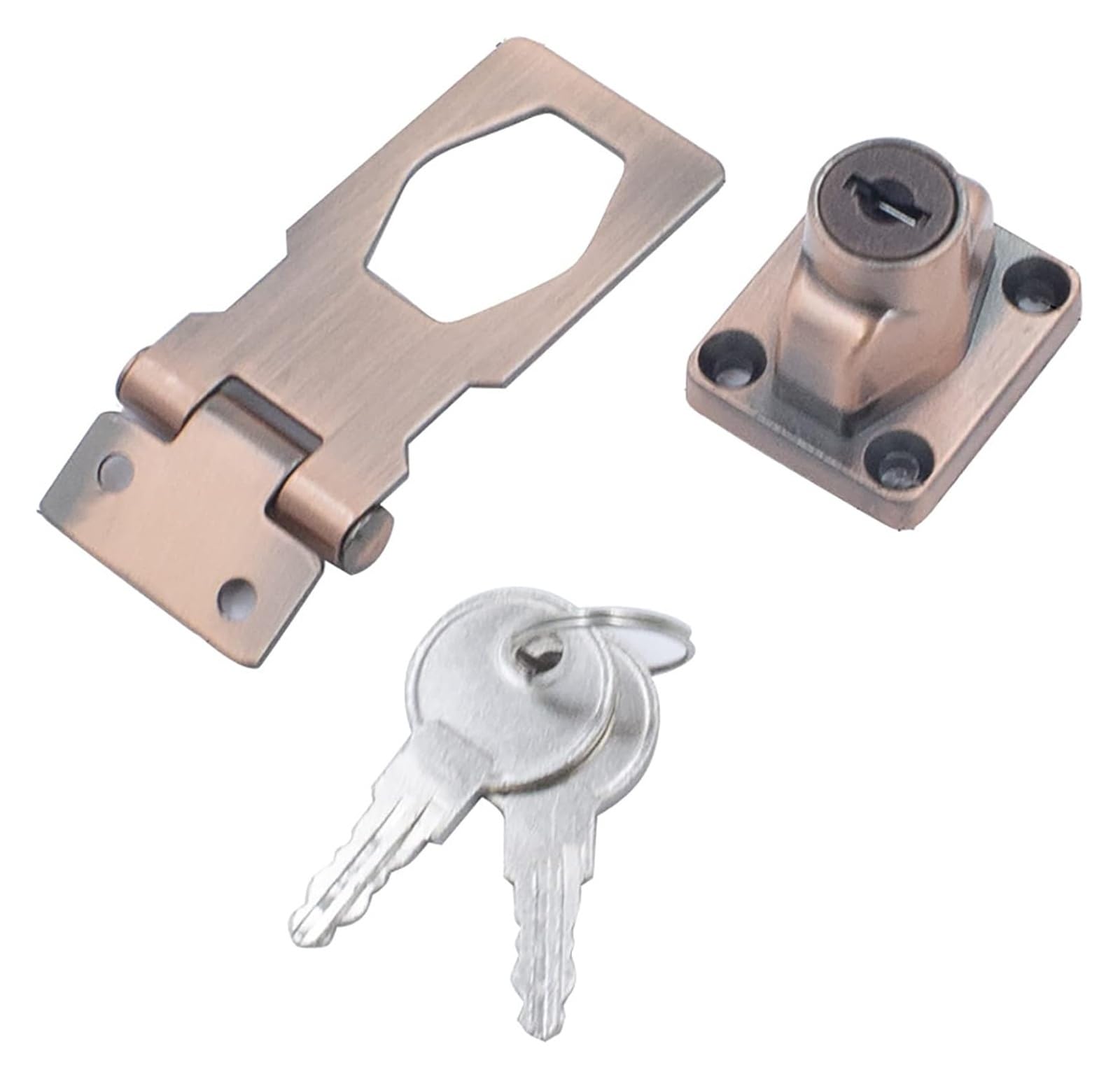 Door Latch， 3 Inch Keyed Locking Hasp Multicolor Security Door Bolt Latch for Cabinets Sheds Garages(Red Antique)