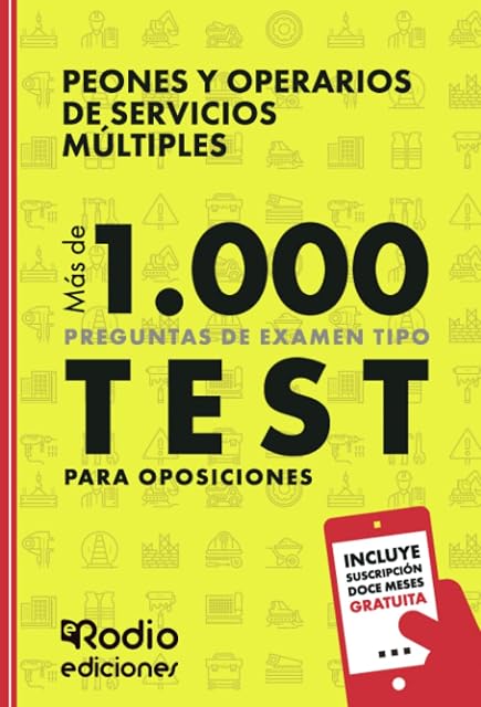 Portada de Peones y Operarios de Servicios Múltiples. Más de 1.000 preguntas de examen tipo test para Oposiciones