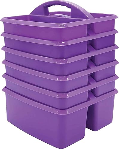 Teacher Created Resources Paquete de 6 unidades de almacenamiento de plástico portátil morado para aulas, habitación de niños y organización de