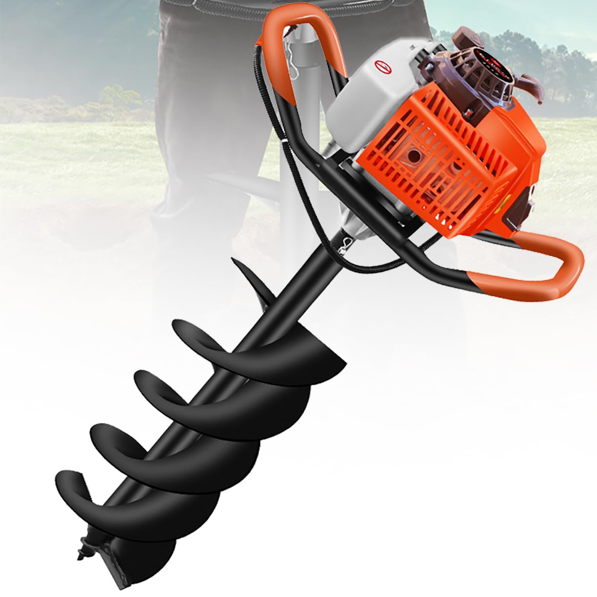 Pfostenlochbagger, 2-Takt-gasbetriebene Schnecke mit Bohrern zum Pflanzen, langlebiges und effizientes 30 cm Erdgrabwerkzeug für einfache Bodenausgrabung