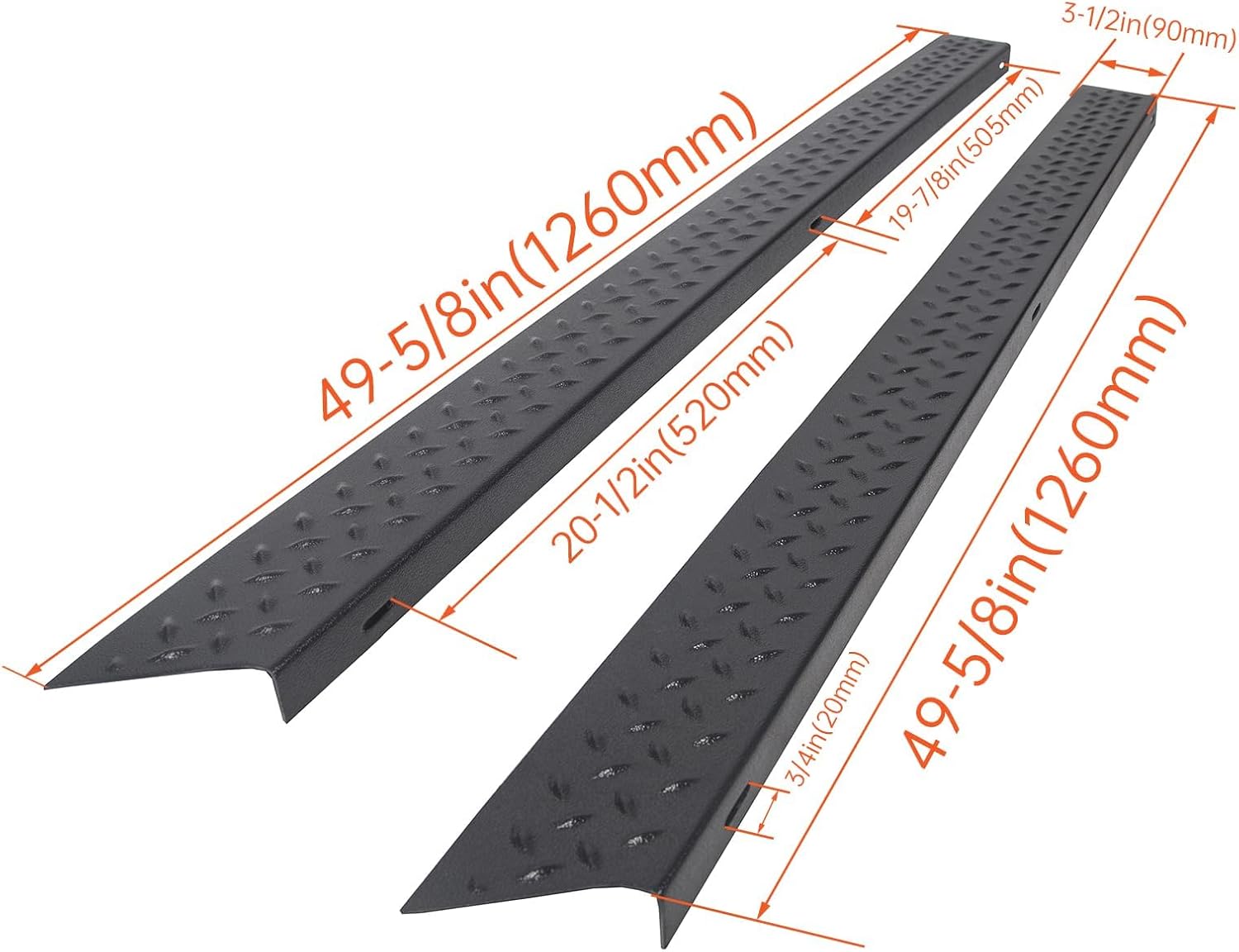 ECOTRIC Side Body Armor Rocker Panel Compatible with 1997-2006 Jeep TJ Wrangler Replacement for 11650.05 Panel Diamond Plate Kit