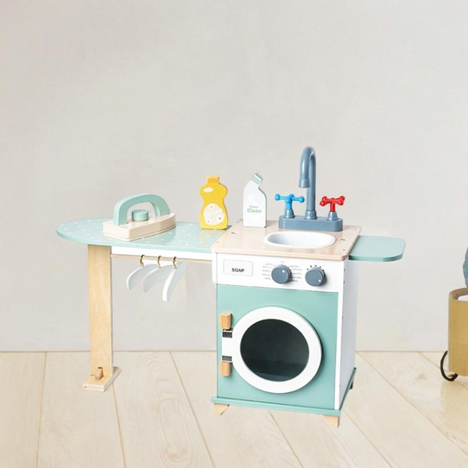 Lavadora de Juguete en Miniatura para La Cocina, Lavadora de Madera para Juegos de Imitación para Niños.
