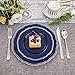 Hioasis 60pcs Blue Plastic Plates - Blue and Silver Disposable Dinnerware with Gold Rim, Heavy-duty, 7.5 inch, Dessert Plates for Party & Christmas