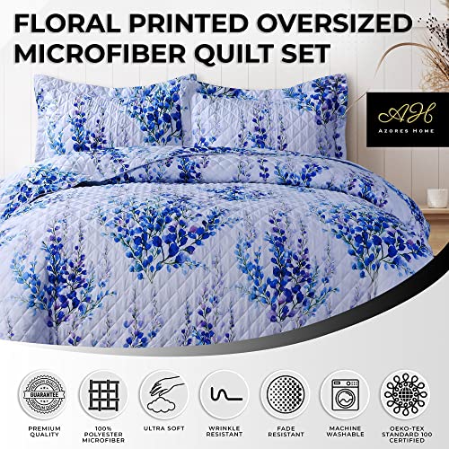 Edredón floral azul AZORES HOME para renovar el estilo y confort de tu habitación individual 3