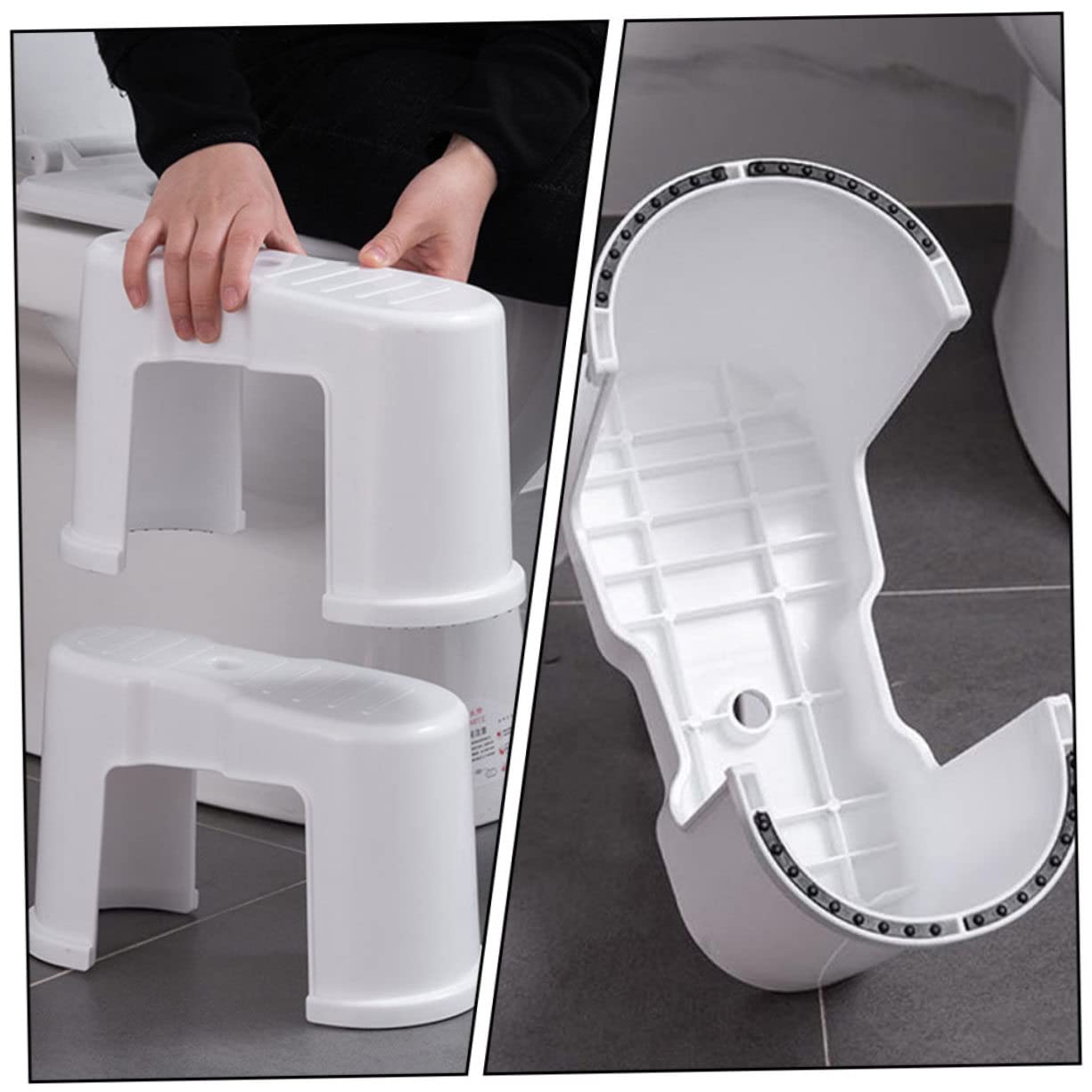 Rutschfester Toilettenhocker aus Dickem Kunststoff 2 Stück Stabiler Fußhocker für Badezimmer Kindersicherer Trittschemel zur Toilettenhilfe