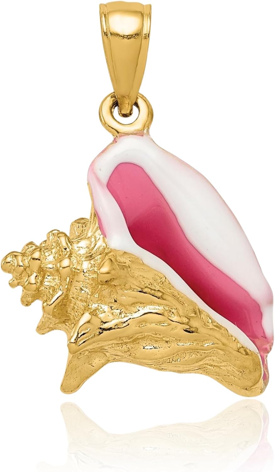 IceCarats 14K Solid Yellow Gold Pink White Conch Shell Necklace Chain Pendant Charm - Image 3