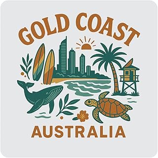 Gold Coast Australia Souvenir 4-Pack Acrylic Coaster – 4" Durable Drink Coaster Keepsake Gift