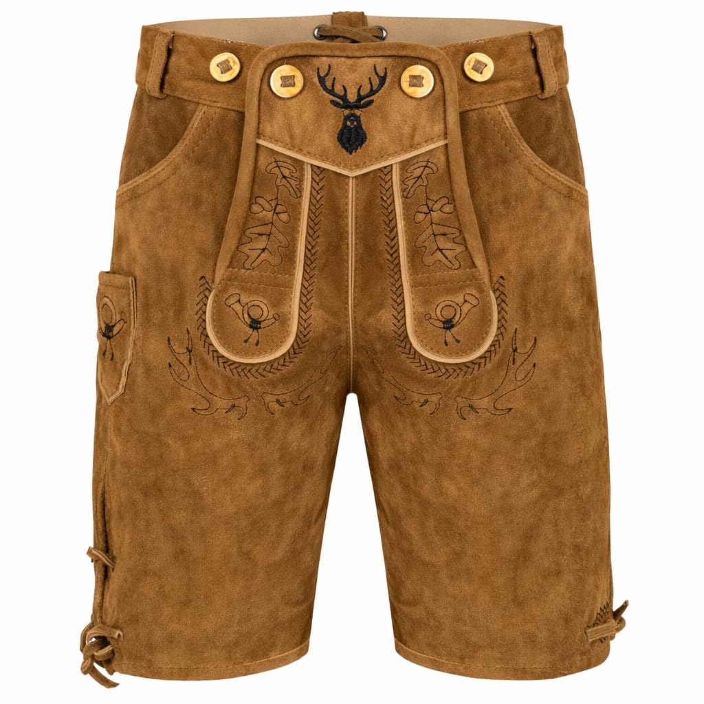PAULGOS Kinder Trachten Lederhose KK2 + Träger, Echtes Leder, Gr. 86-164