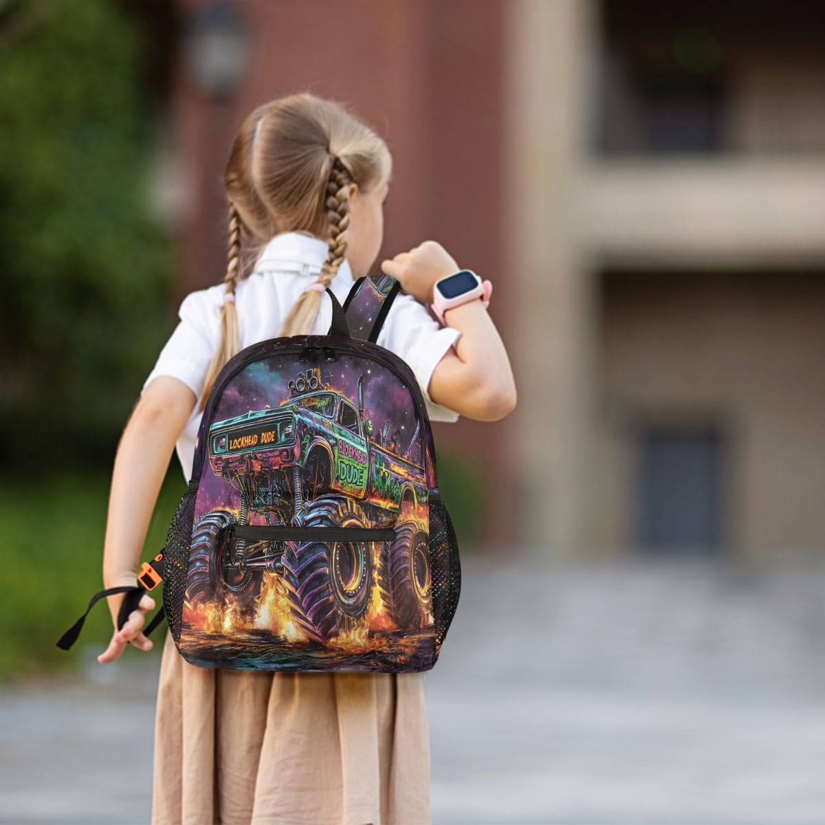 cfpolar Truck Monster Backpack for Kids, Lightweight Waterproof Toddler Backpacks for Boys Girls, Perfect for Preschool Nursery Kindergarten with Chest Strap for School Travel Sports