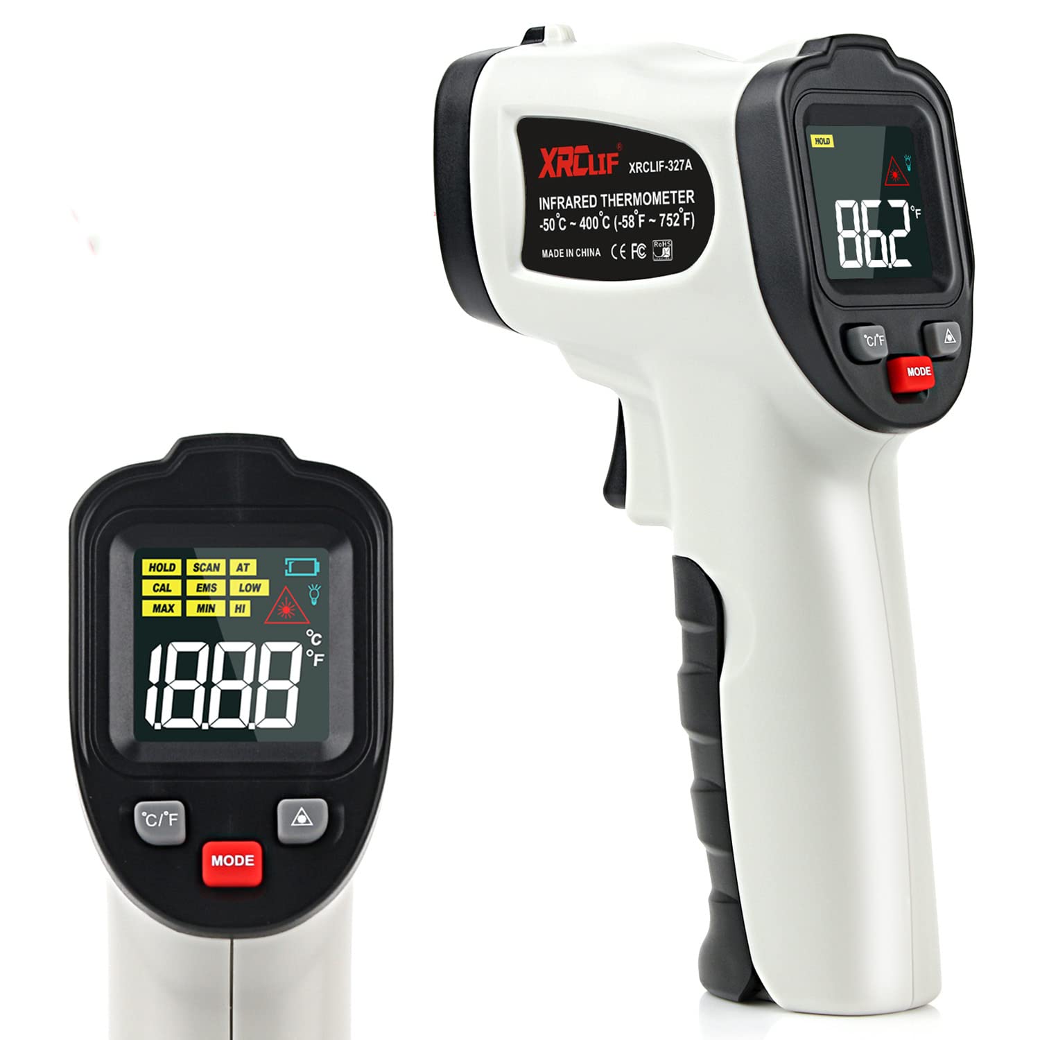 LEERCHUANG Infrarot-Thermometer – Berührungslose Laser-Pistole Für Pizzaofen, Grill & Co. – Messbereich -50 °C Bis 420 °C, Gelb (nicht Für Menschen)