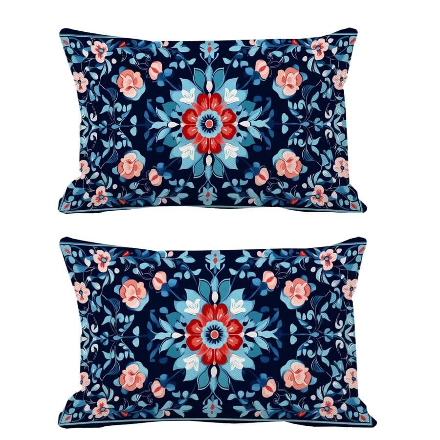 Housse coussin 40x60cm bleu marine coussin extérieur imperméable lin
