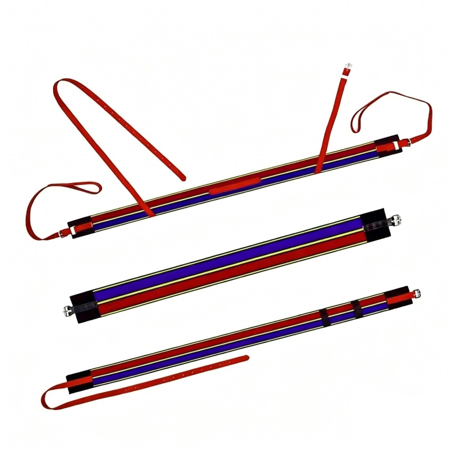 Equestrian Banda Abdominal Correa de Cinturón Ecuestre Arnés con Hebilla Metálica Tiras Largas con Ojal PVC y Elástico Soporte de Montura y, Rojo