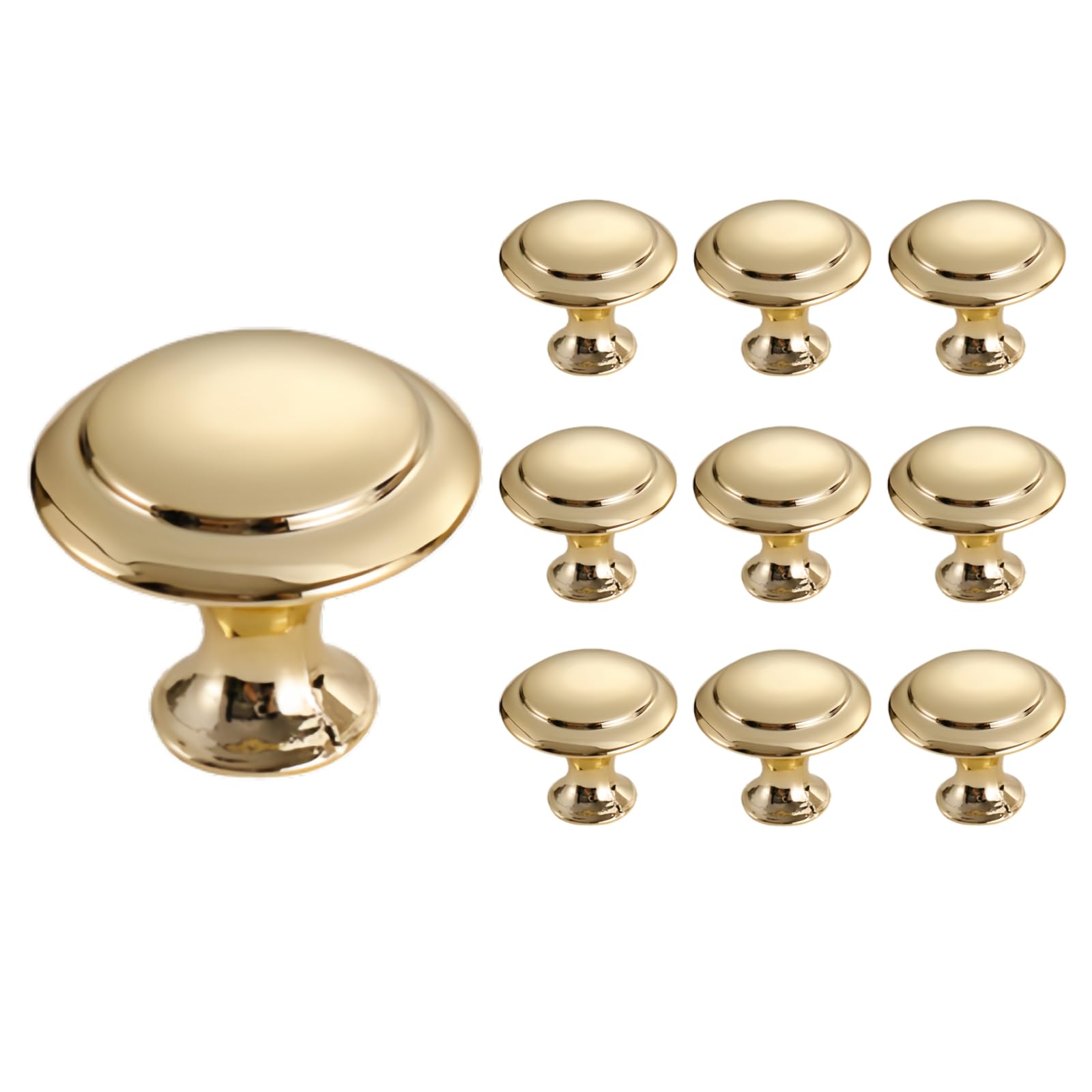 10 Pack Cabinet Knobs, 30mm Round Drawer Hardware for Dresser, Kitchen and Closet with Screws (Gold)-image-5