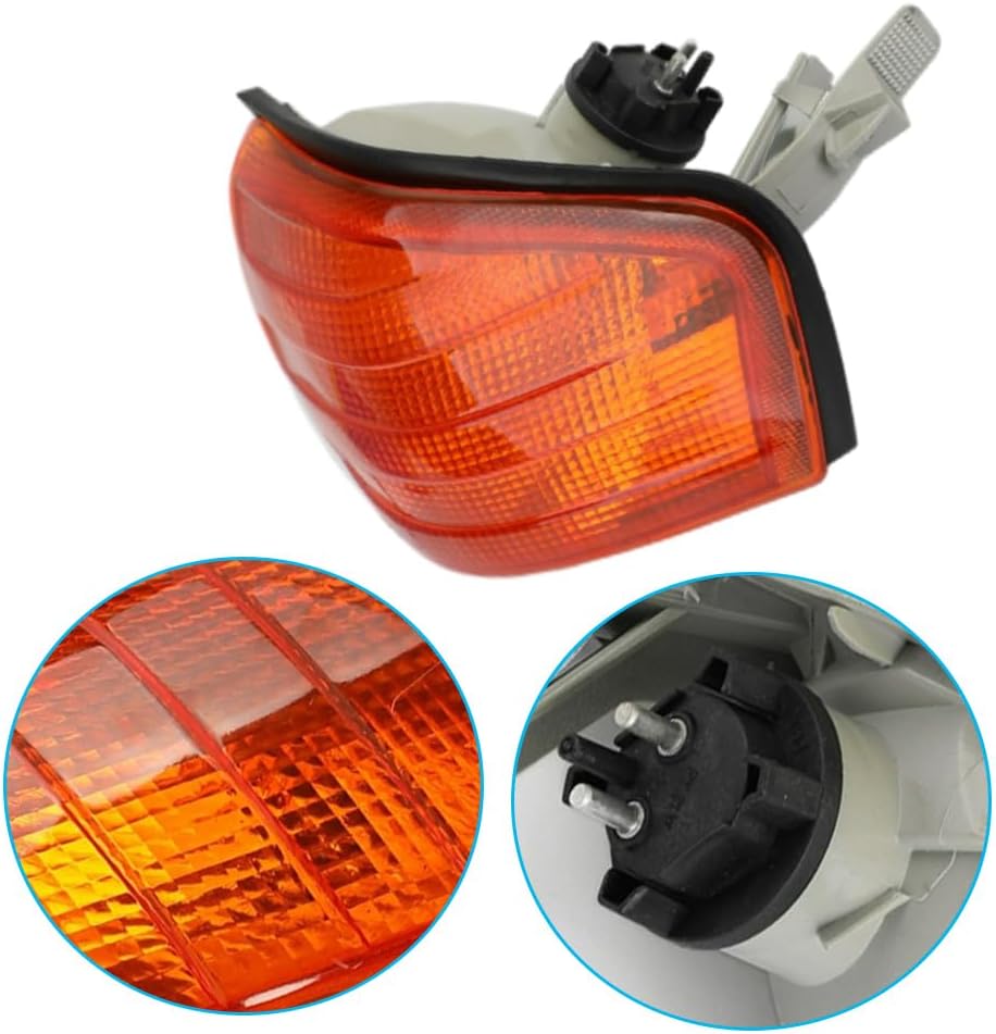 Front Left Corner Light Compatible with Mercedes-Benz C-Class sedans C220, C230, C280, C36/C43 AMG 1994-2000 Turn Signal W202 Blinker Assembly 2028261143, 2028261243, Amber Lens Left Side