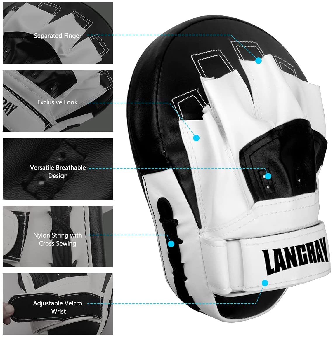 LangRay Pattes d'ours Boxe Muay Thai Paos Frappe Cible Boxing Pads pour Entraînement de Boxe Taekwondo Sport de Combat