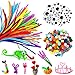 Limpiapipas De Colores Para Manualidades Set 500 Piezas, Limpiadores de Pipa（200 Piezas）Flexible Pompones Manualidades（200 Piezas,Ojos Temblorosos （100 Piezas, Kit Manualidades Para Niños Fiestas