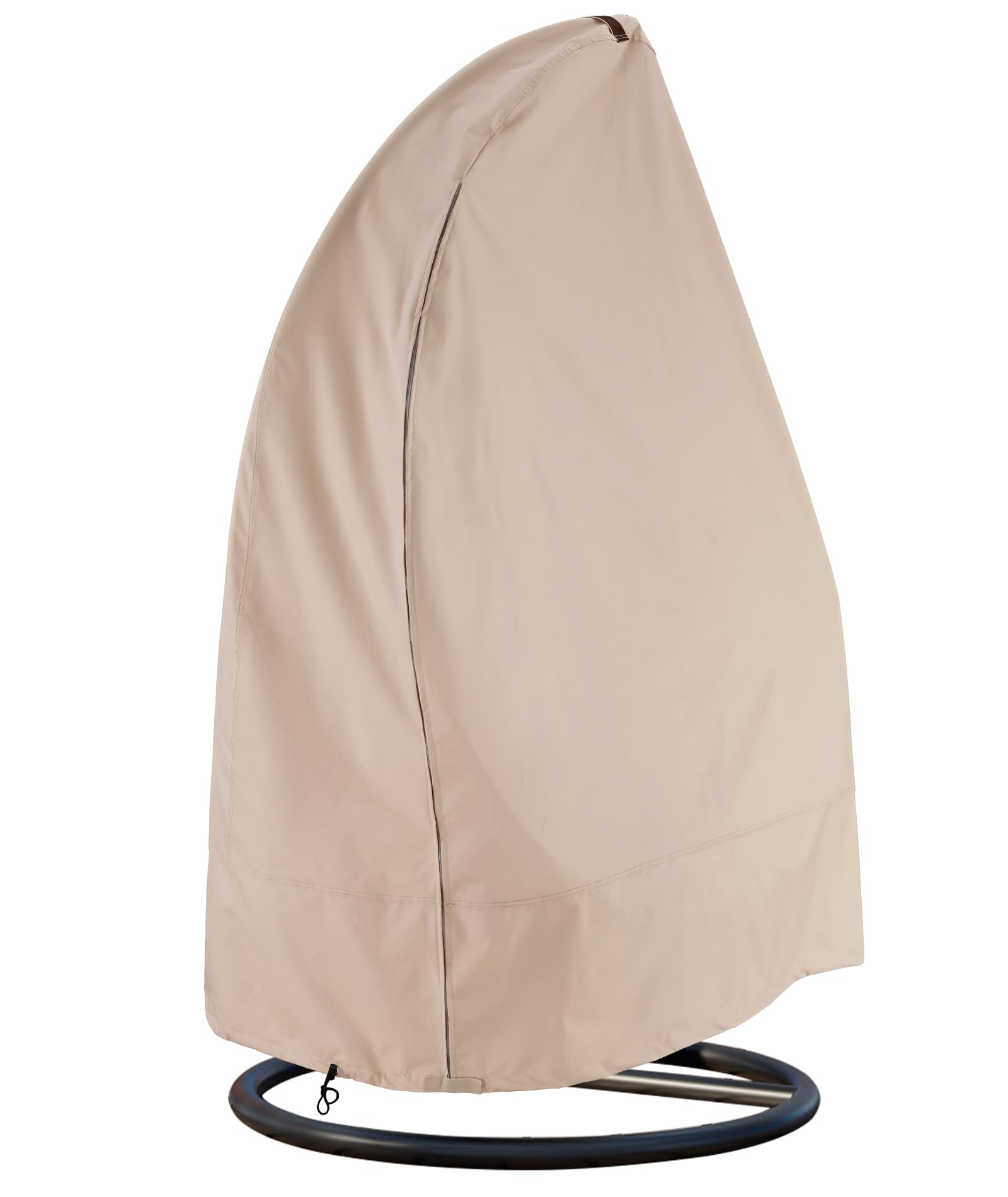 PATIOASIS Outdoor Hanging Egg Chair Cover Waterproof UV Resistant Patio Wicker Single Seat Egg Chair Cover with Zipper 600D Heavy Duty Outdoor Chair Cover 75'' x 45'' Beige
