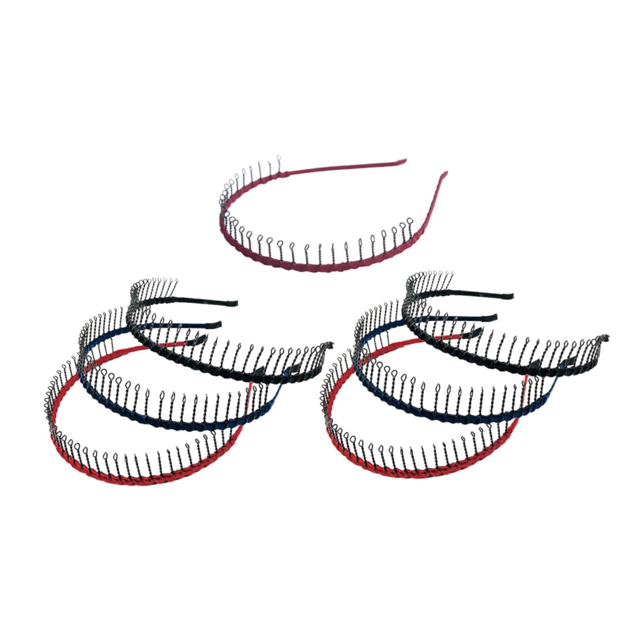7piezas Diadema Antideslizante de Metal Dientes Largos Accesorio Cabello para Deportes y Maquillaje Banda Cabello Versátil Color Aleatorio
