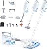 Steam Mop with Detachable Handheld Steam Cleaner, 10-in-1 Multi Accessories, Quick 10s Heat, 350ml and 2-Level Steamer for Cleaning Floor, Carpet, BBQ Grill, Tile, and Grout, Light White