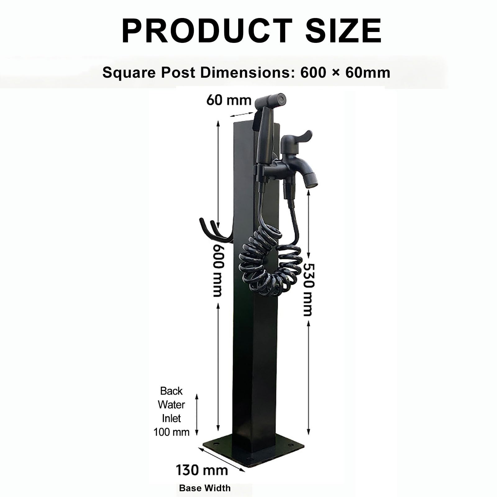 Grifo De Jardín Con Columna, Columna De Agua Exterior De Acero Inoxidable 304 Con Grifo De Latón, Tubo Interior Ppr Aislado, Poste De Agua Para Jardín, Terraza, Patio, Césped Y Parque, Negro