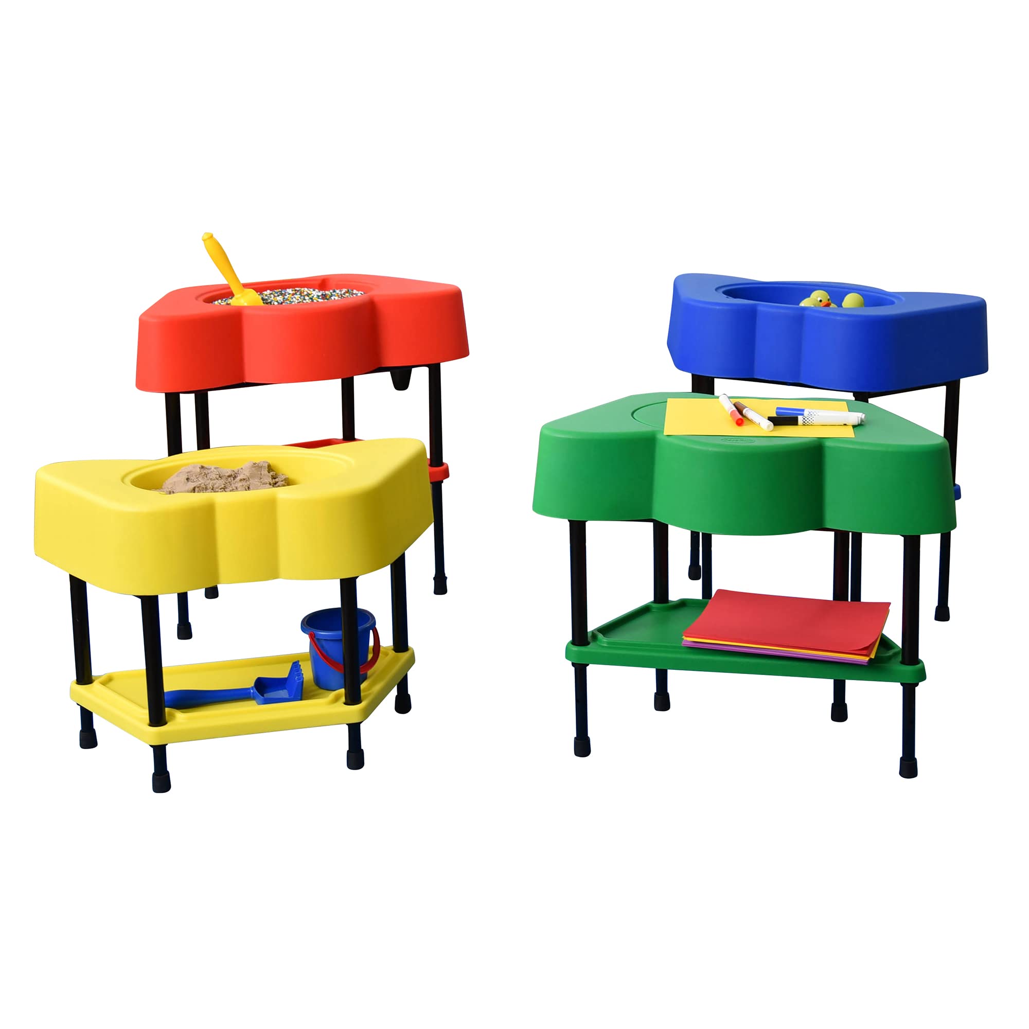 Children’s Factory Children's Factory Toddler Sensory Table with Lid, Adjustable Height Sand & Water Indoor/Outdoor Play Equipment for Kids Playroom/Homeschool/Classroom, Multicolor Set