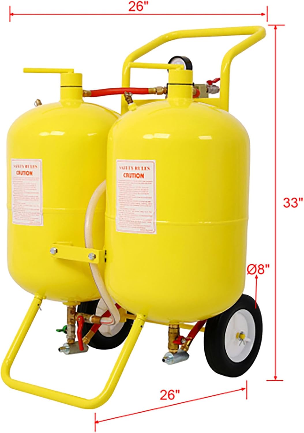 Sand Blaster Pressure Washer Sandblasting Kit Soda Blaster 10 Gallon Tanks 100lb Pressure Abrasive Blaster Dual Tank Abrasive W/26inch H/33inch Gravity Feed Abrasive Blaster (yellow)