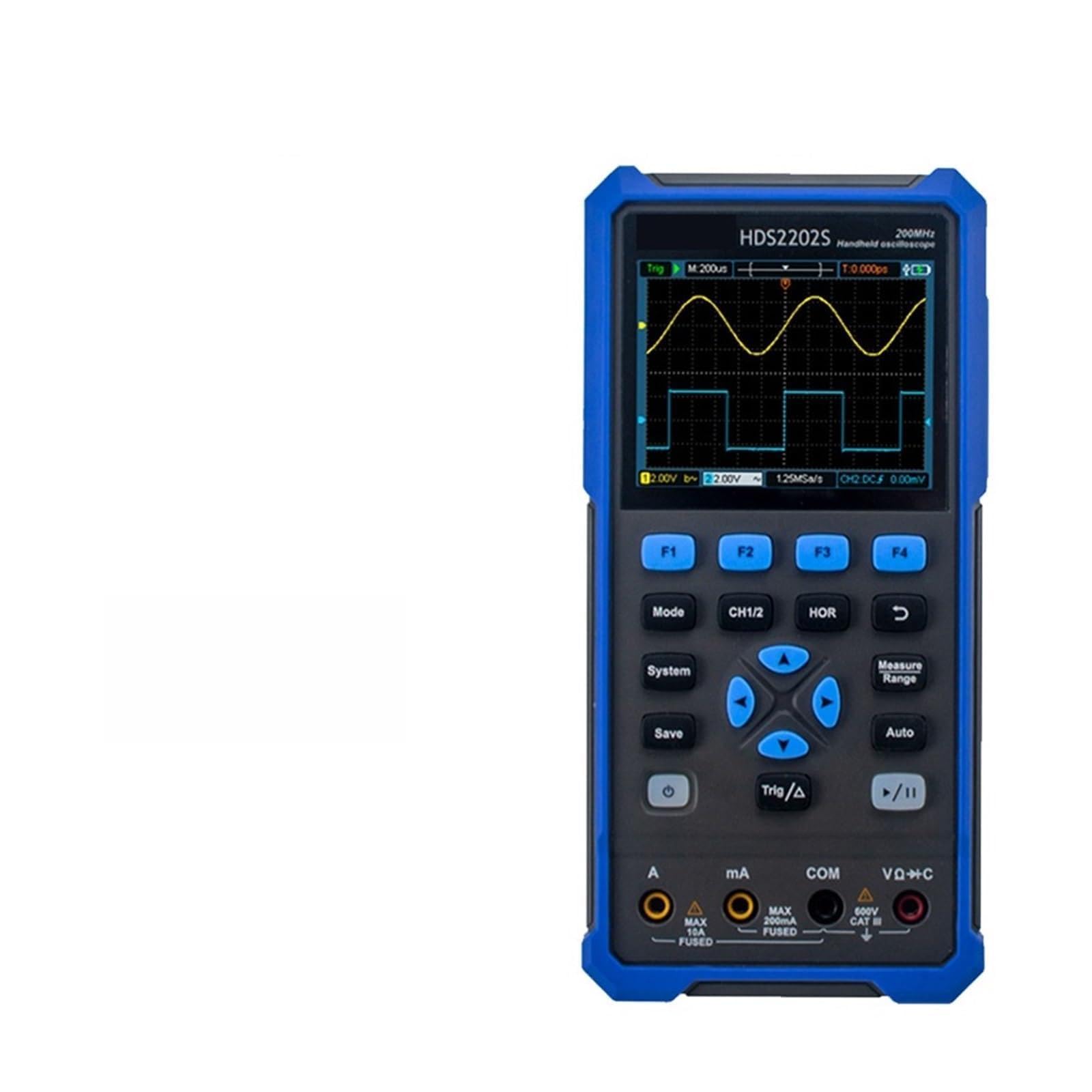 Osciloscopio Digital Osciloscopio portátil Profesional, Alcance 3 en 1 de precisión 200MHz 1GS/s y 14 bits(2202S)