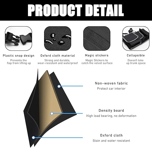 Miniatura 3 de Organizador de maletero de automóvil, bolsa de almacenamiento Oxford para asiento trasero con 4 bolsillos, impermeable, ajustable, de gran