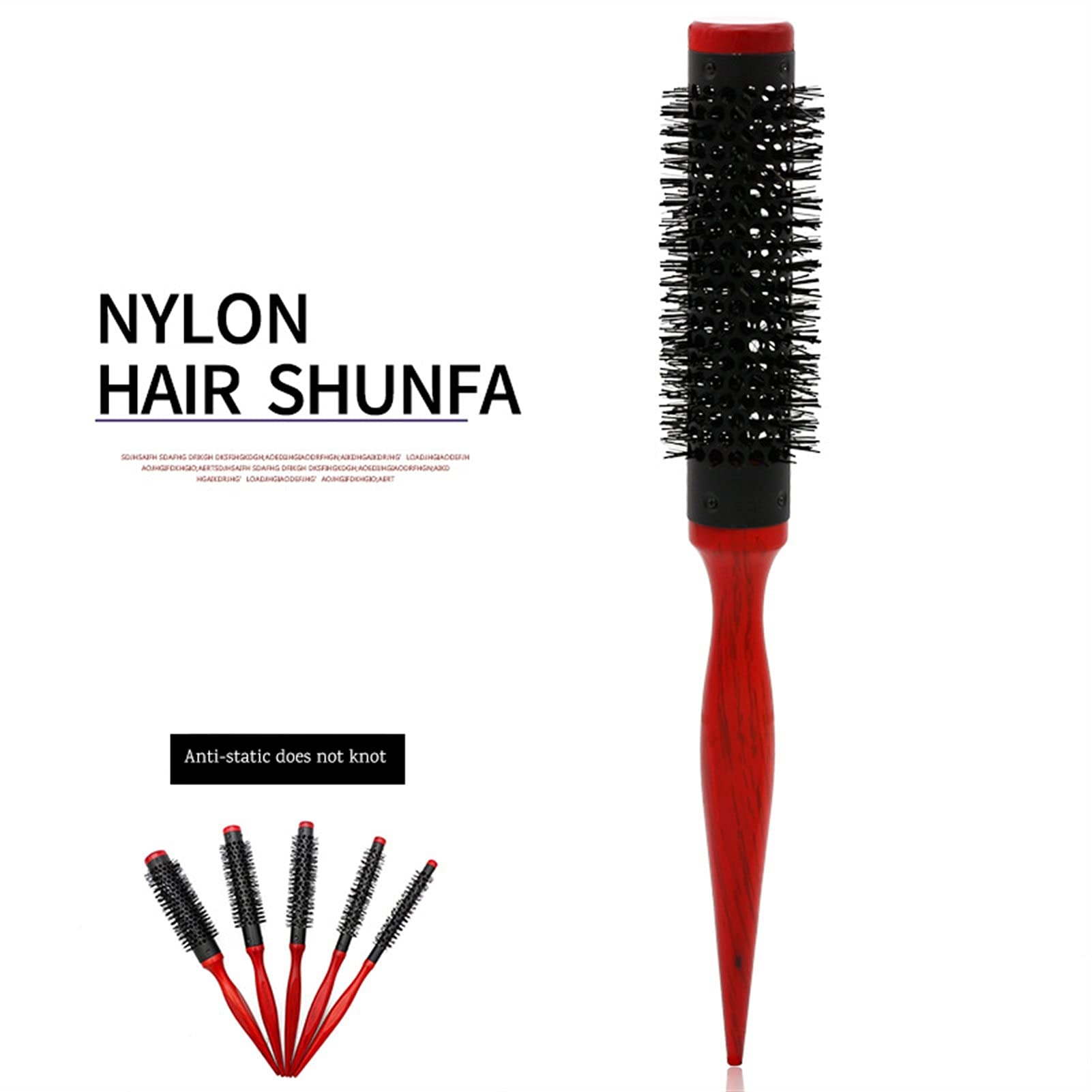 Pettini per Capelli 5pcs Setola riccia capelli spazzola for capelli in legno pennello rosso rotondo capelli pettine for capelli parrucchiere styling pettine per Pettine per Styling Donne e Uomini