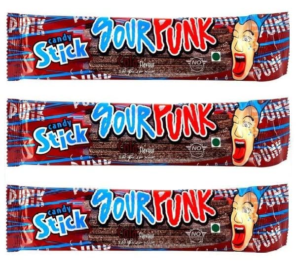 Sour Punk Candy Stick Rope Cola Flavour 40g Pack Of 3 (Imported