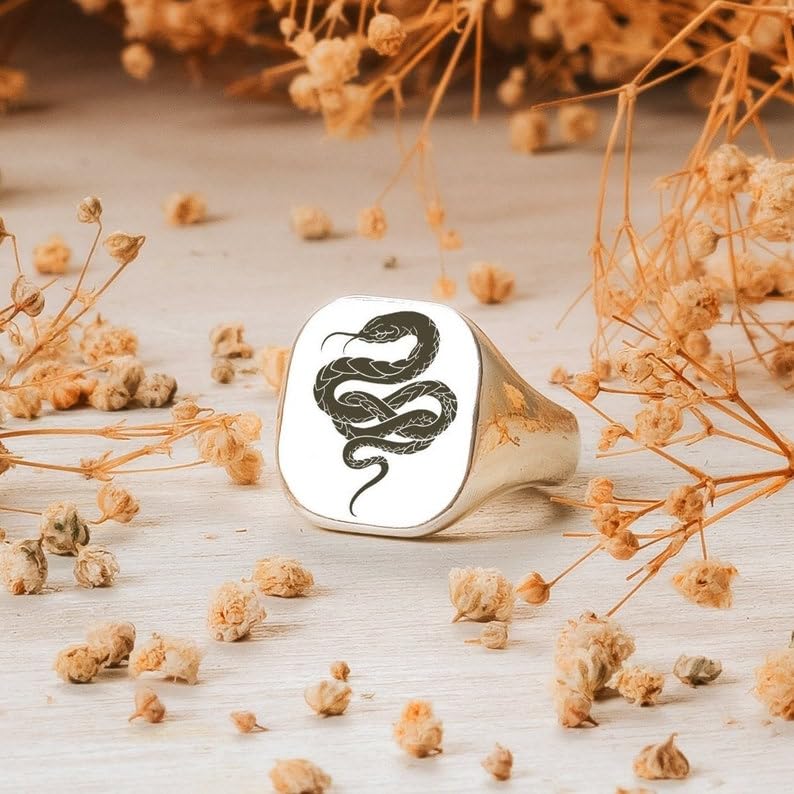 Bague serpent noir argent 925 anti-ternissement anneau robuste