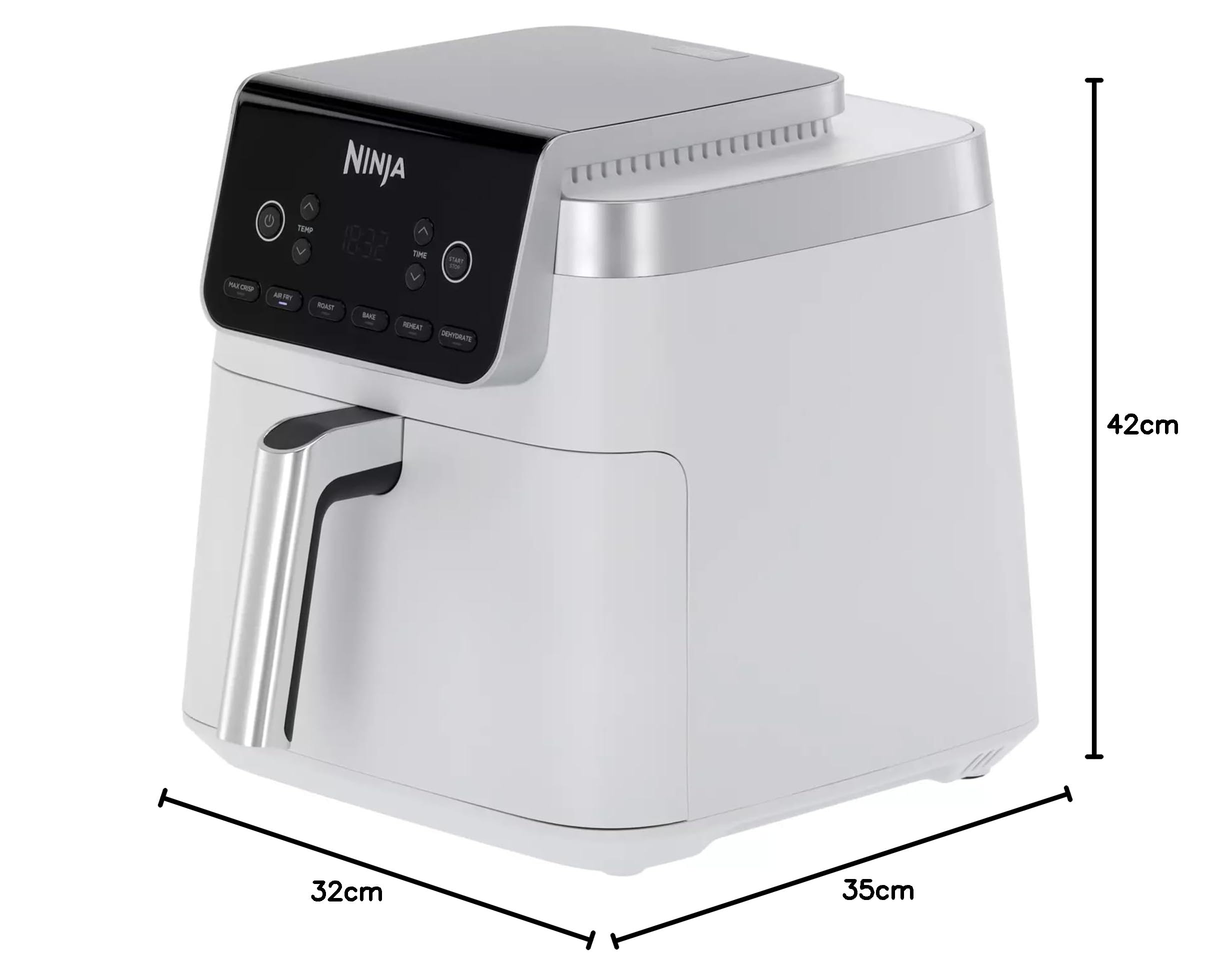 Ninja Air Fryer MAX PRO, 6.2L, sans huile, grand tiroir, rôtir AF180EUWH | cuire, frire, familial, numérique, panier et plaque de cuisson compatibles lave-vaisselle, Blanc