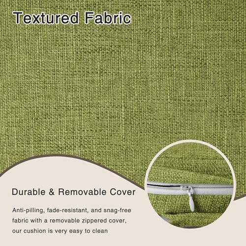 Image of OVOV 14x14 Chair Cushions for Metal Dining Chairs 1 Piece Green | Non Slip, Washable Removable Cover with Ties, Textured, for Dining Room, Kitchen Cafes Bistro Patio, Stackable Chairs