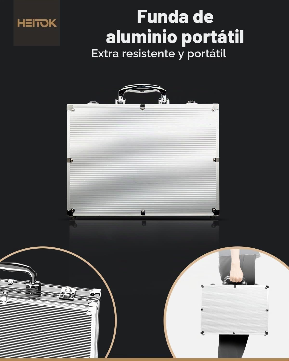 HEITOK Set de Fichas Poker Clay Composite 500 pzs 14g con maletín | 500 fichas, 14g, clay composite, valores numerados, 2-10 jugadores, Texas Holdem y Blackjack