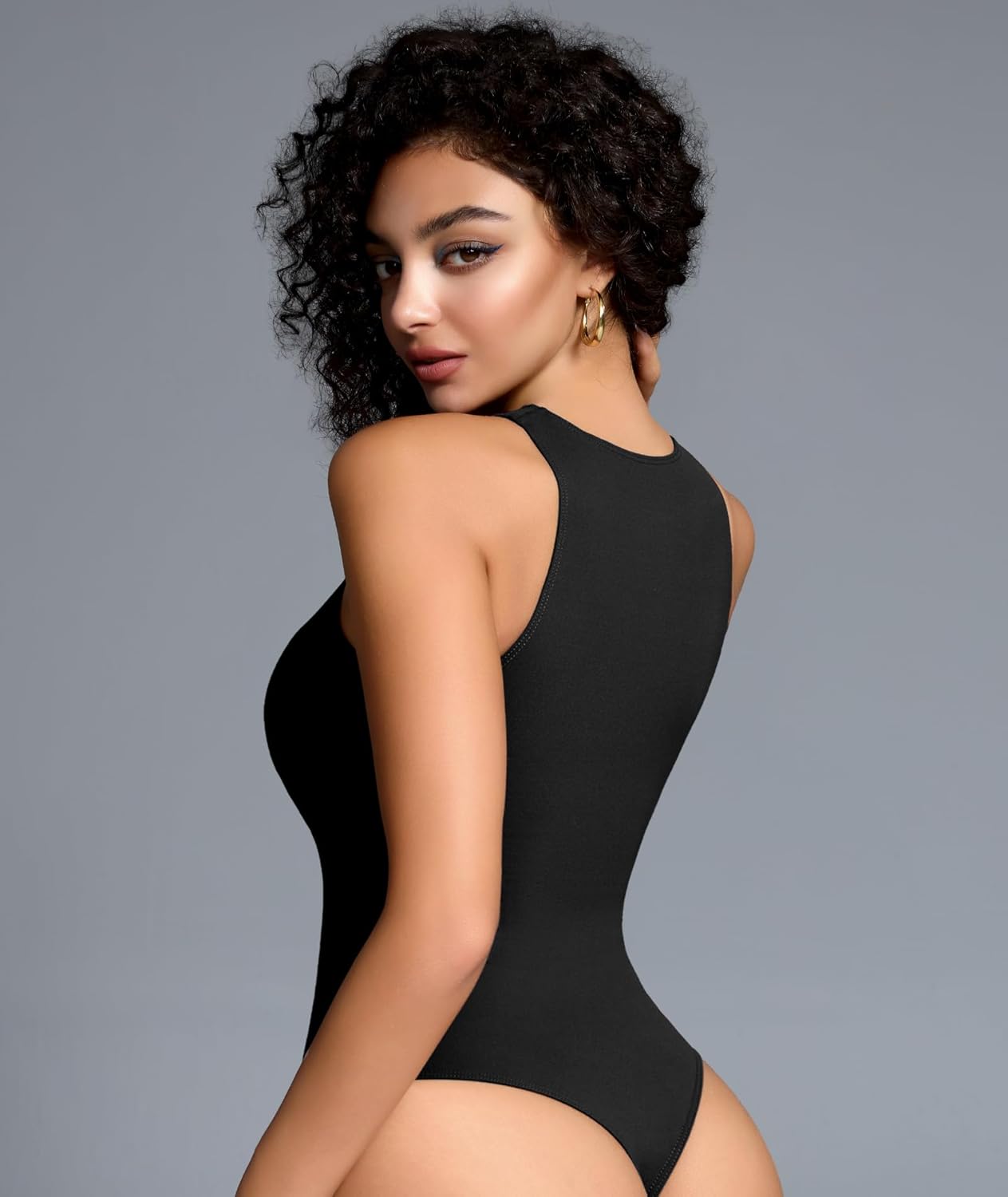 Women's Crew Neck Sleeveless Bodysuit Seamless Double-Lined Stretchy Tank Top Bodysuits for Women Home Work Date Wear - Image 2